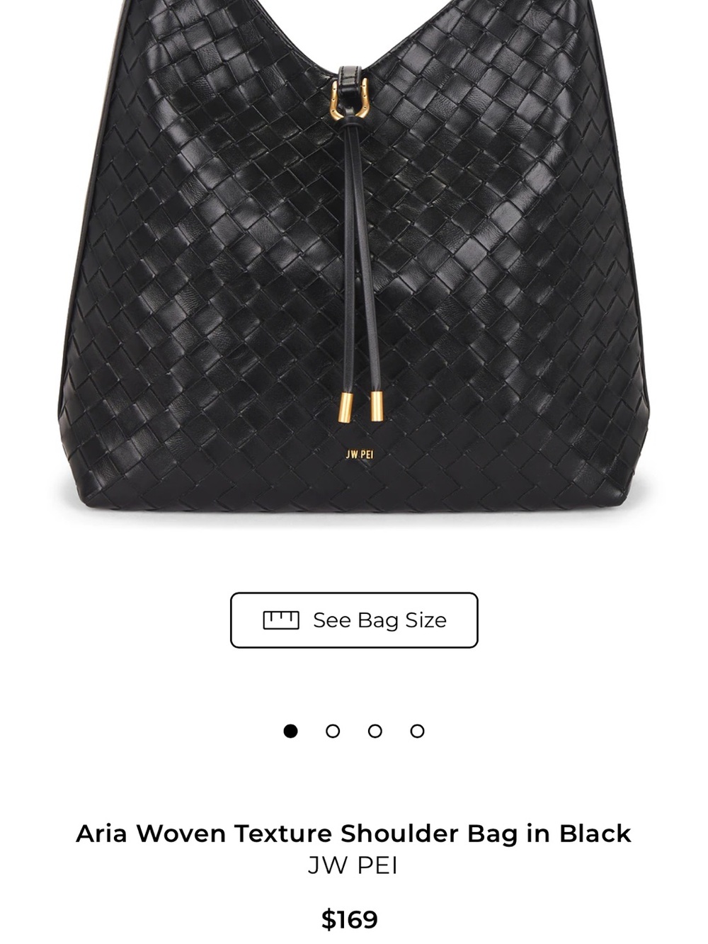 JW PEI Black Woven Shoulder Hobo with Gold Accents